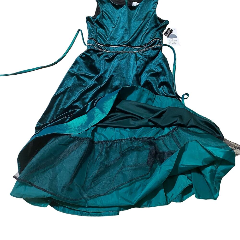 Rare Editions Hunter Green Velvet Sleeveless A-Line Midi Dress Plus sz 16.5 NWTs - Picture 4 of 10
